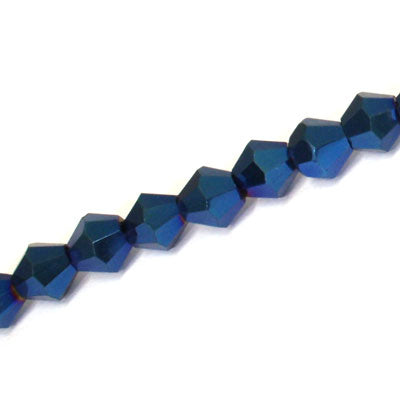 8MM CRYSTAL BI-CONE STRANDS - APPROX 40 / PCS - METALLIC BLUE