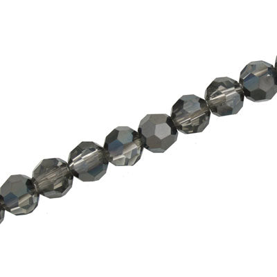 8MM FACETED ROUND CRYSTAL BEADS - APPROX 72/PCS  - MET / CRYSTAL BLACK DIAMOND