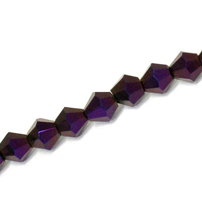 8MM CRYSTAL BI-CONE STRANDS - APPROX 40 / PCS - METALLIC PLUM