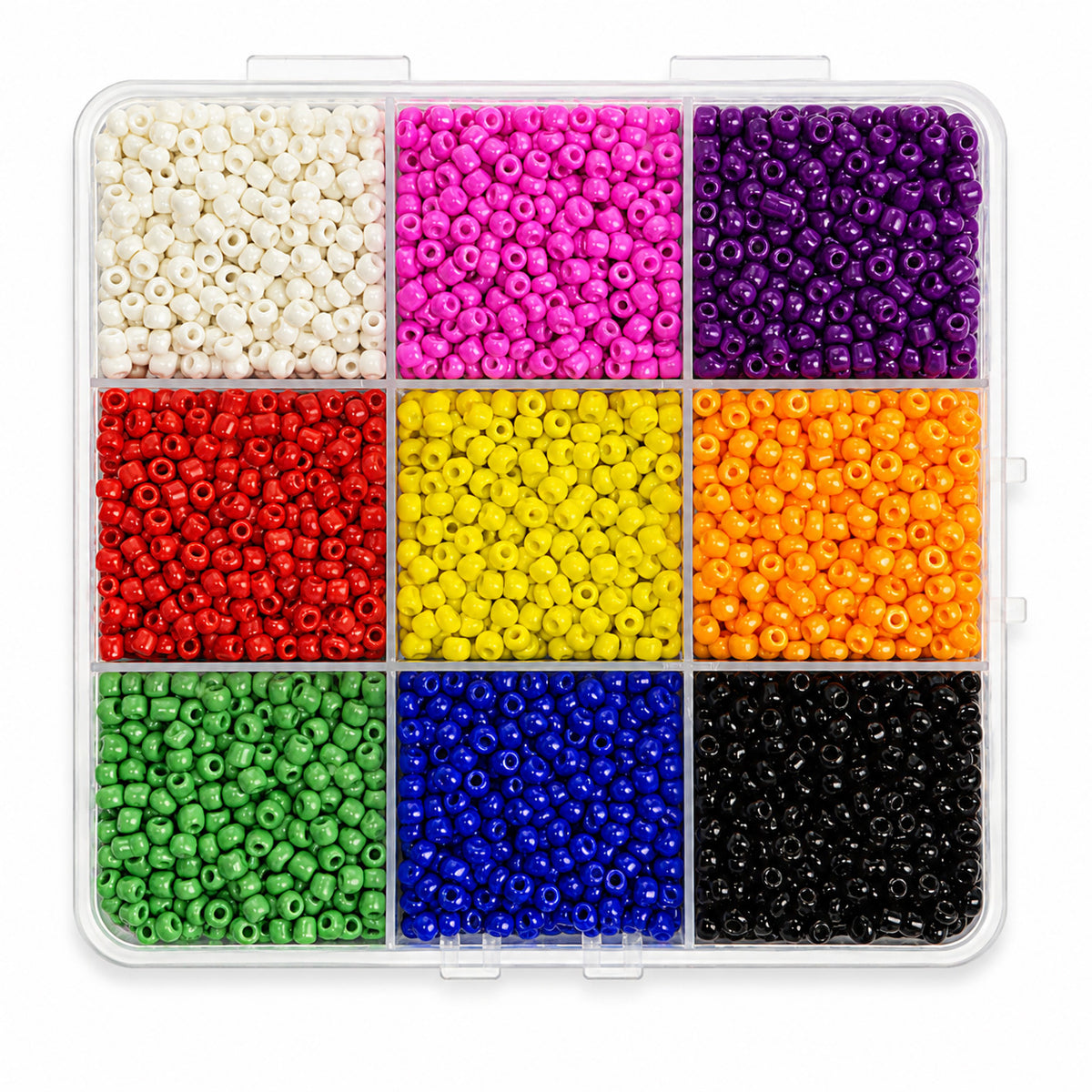 #8/0 Opaque Seed Bead Assortment – 9 Colours – 170g Storage Box