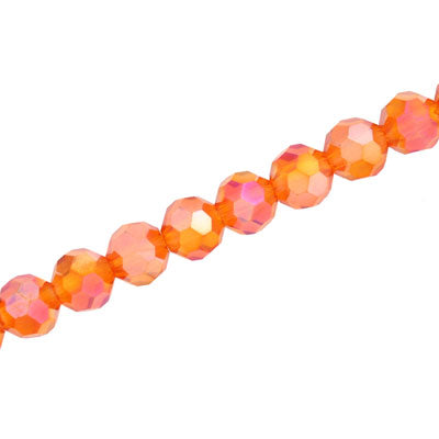 8MM FACETED ROUND CRYSTAL BEADS - APPROX 72/PCS  - ORANGE AB