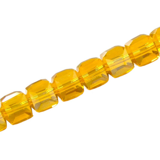 8 MM CUBE BEADS APPROX 100 PCS / LIGHT ORANGE