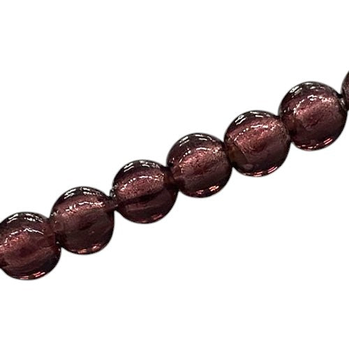 8 MM ROUND FOIL BEADS PLUM - 40 PCS
