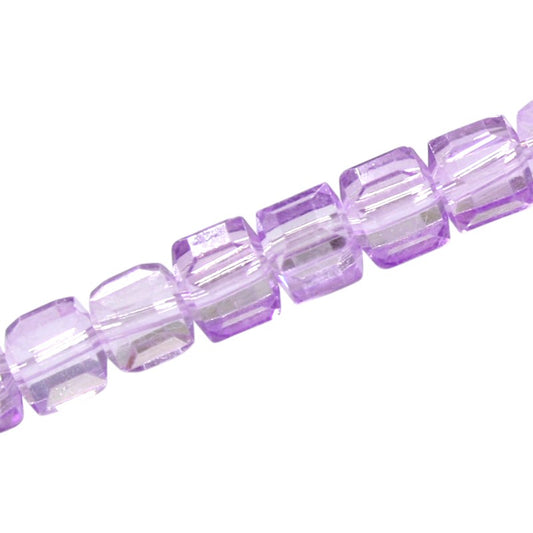 8 MM CUBE BEADS APPROX 100 PCS / LIGHT PURPLE
