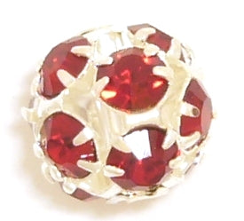 8mm silver/red ball 1pce