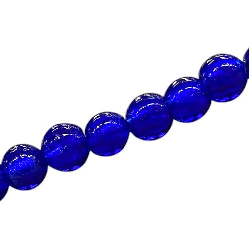 8 MM ROUND FOIL BEADS ROYAL BLUE - 40 PCS