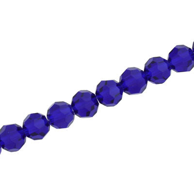 8MM FACETED ROUND CRYSTAL BEADS - APPROX 72/PCS - ROYAL BLUE