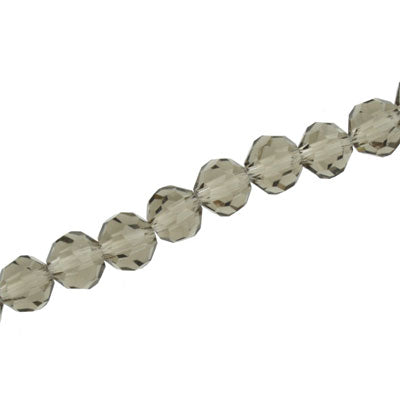 8MM FACETED ROUND CRYSTAL BEADS - APPROX 72/PCS - SMOKY