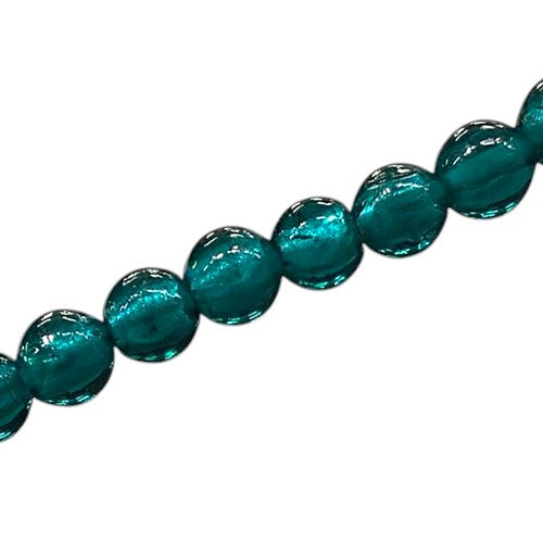 8 MM ROUND FOIL BEADS TEAL - 40 PCS