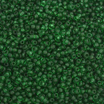 #8/0 SEED BEADS - APPROX 100G - TRANSPARENT GREEN