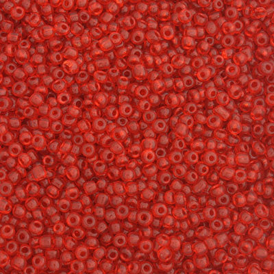 #8/0 SEED BEADS - APPROX 100G - TRANSPARENT RED