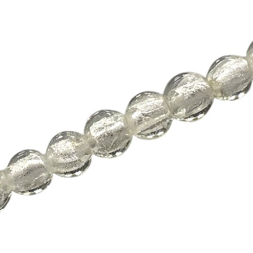 8 MM ROUND FOIL BEADS WHITE - 40 PCS