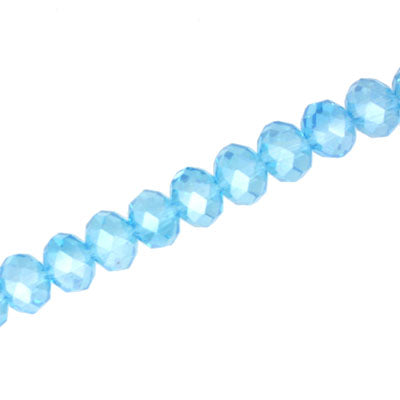 8 X 6 MM CRYSTAL RONDELLE BEADS AQUA AB - APPROX 72 / PCS