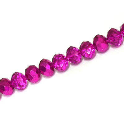 8 X 6 MM CRYSTAL RONDELLE BEADS CRYSTAL METALLIC HOT PINK - APPROX 68 / PCS