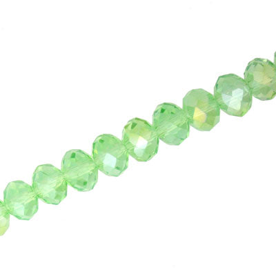 8 X 6 MM CRYSTAL RONDELLE BEADS LIGHT GREEN AB - APPROX 72 / PCS