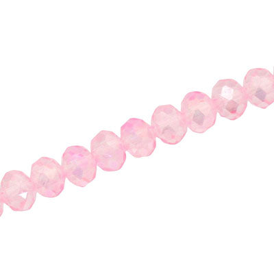 8 X 6 MM CRYSTAL RONDELLE BEADS PINK - APPROX 72 / PCS