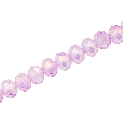 8 X 6 MM CRYSTAL RONDELLE BEADS LIGHT PURPLE AB - APPROX 72 / PCS