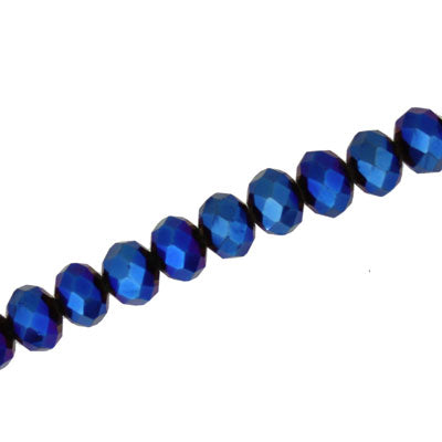 8 X 6 MM CRYSTAL RONDELLE BEADS METALIC BLUE - APPROX 72 / PCS