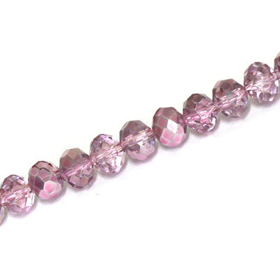 8 X 6 MM CRYSTAL RONDELLE BEADS CRYSTAL METALLIC PINK - APPROX 68 / PCS