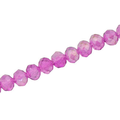 8 X 6 MM CRYSTAL RONDELLE BEADS PINK / PURPLE AB - APPROX 72 / PCS