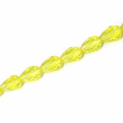 8 X 6 MM CRYSTAL TEARDROP BEADS YELLOW - APPROX 65 PCS