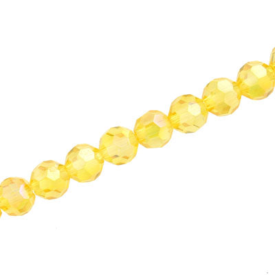 8MM FACETED ROUND CRYSTAL BEADS - APPROX 72/PCS  - YELLOW AB