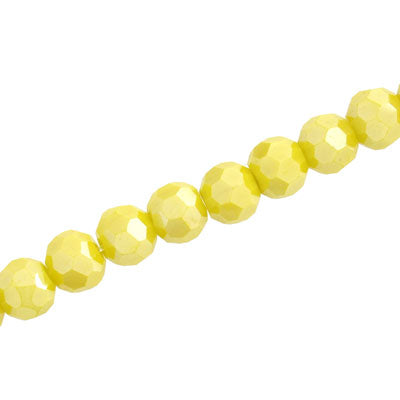 8MM FACETED ROUND CRYSTAL BEADS - APPROX 72/PCS  - ALABASTER YELLOW