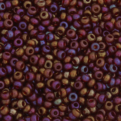 #6/0 ROCAILLES - APPROX 40G - TRANSPARENT GARNET RAINBOW