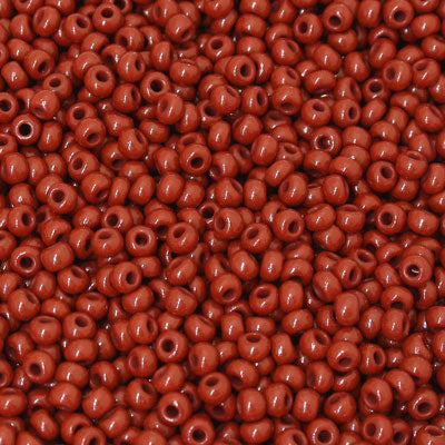 #8/0 ROCAILLES - APPROX 40G - OPAQUE TERRACOTTA RED