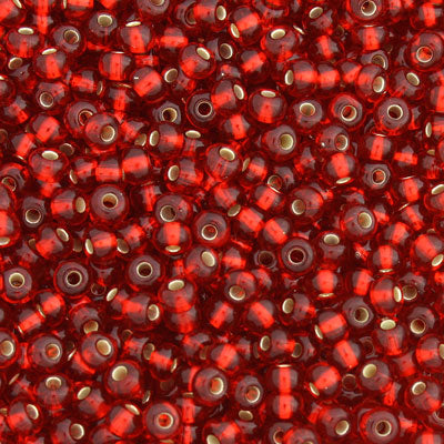 #6/0 ROCAILLES - APPROX 40G - SILVER LINED RED