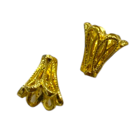 9 X 7 MM GOLD CAP BEADS - 10 PCS