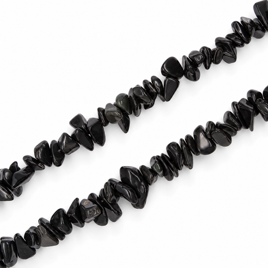 Black Agate Chip Beads - 88cm Strand
