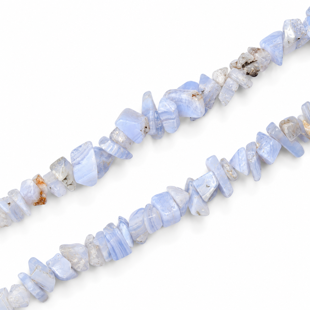 Blue Lace Agate Chip Beads - 86cm Strand
