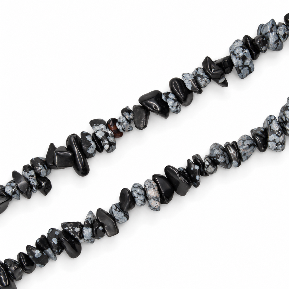 Snowflake Obsidian Chip Beads - 82cm Strand