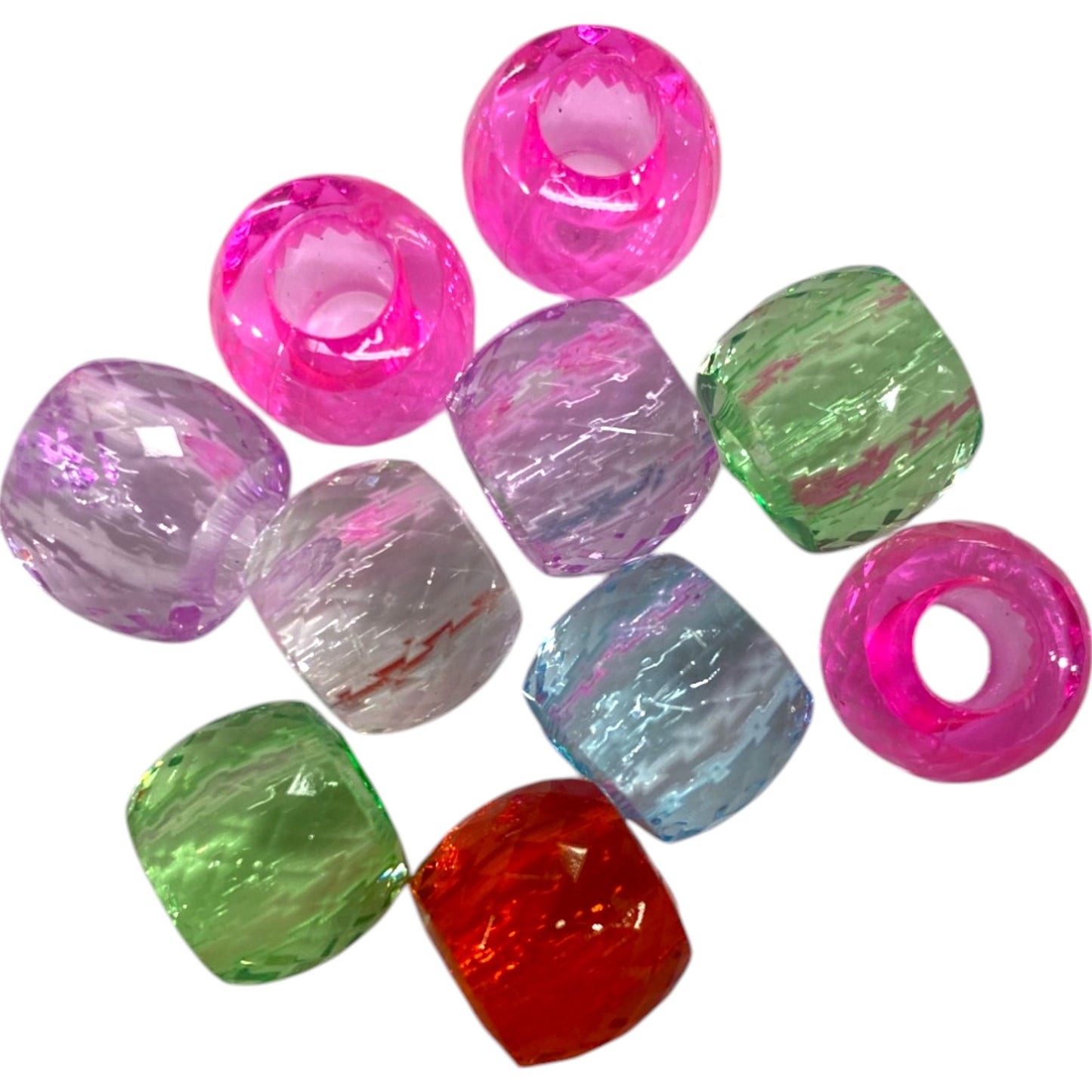 12 X 11 MM COLOURFUL CLEAR PONY BEADS - 10 PCS