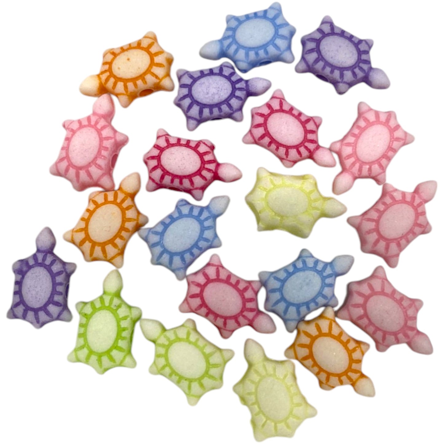 11 X 7 MM COLOURFUL TURTLE BEADS - 20 PCS