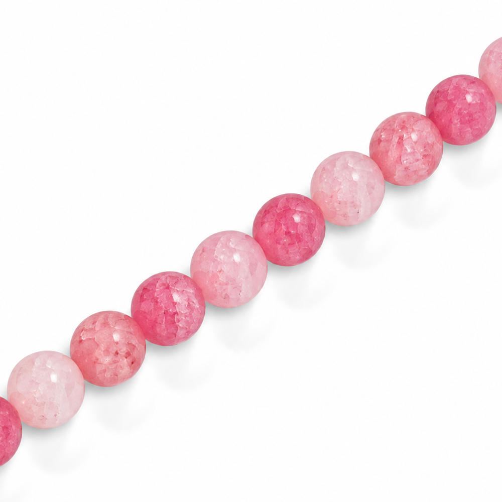 6mm Round Glass Crackle Beads Amaranth - Approx. 70pcs