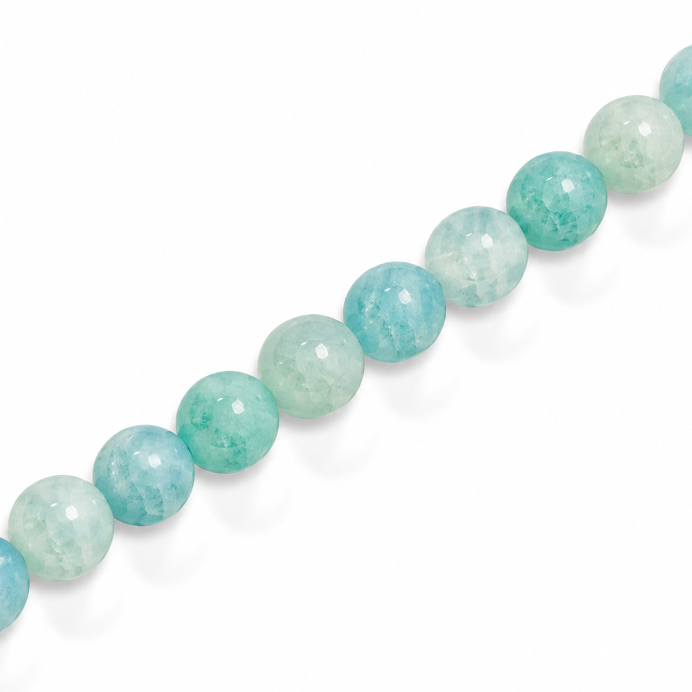 6mm Round Glass Crackle Beads Aqua - Approx. 70pcs