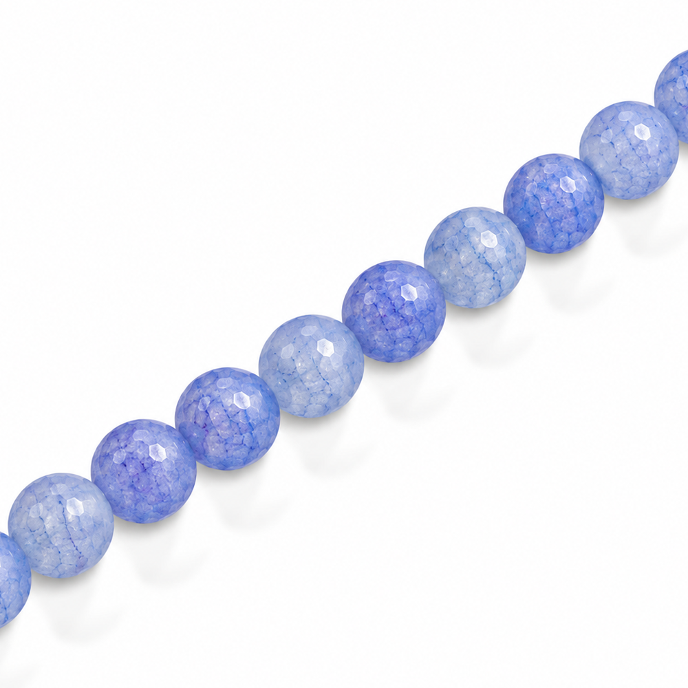 6mm Round Glass Crackle Beads Denim - Approx. 70pcs