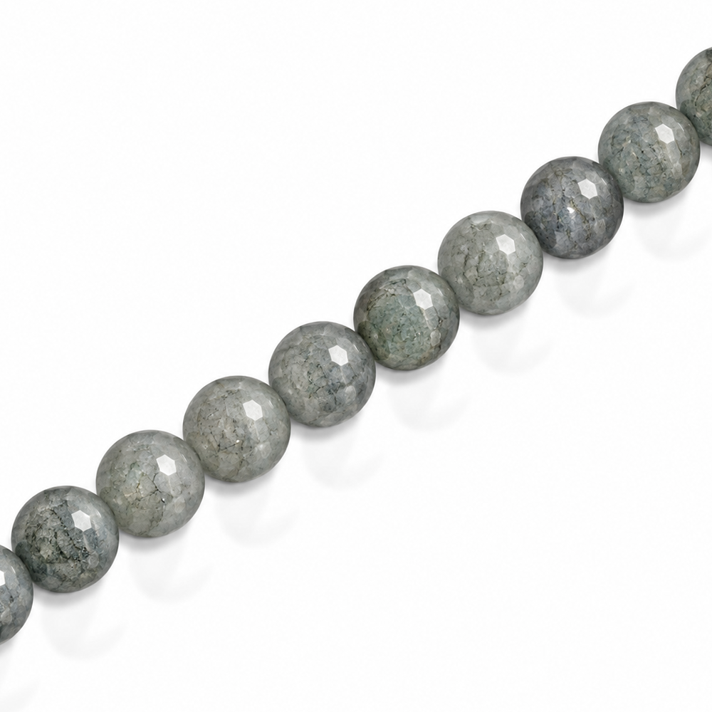 6mm Round Glass Crackle Beads Gray - Approx. 70pcs