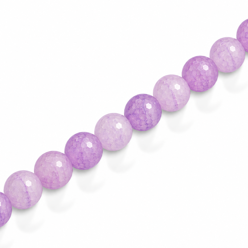 6mm Round Glass Crackle Beads Lavender - Approx. 70pcs