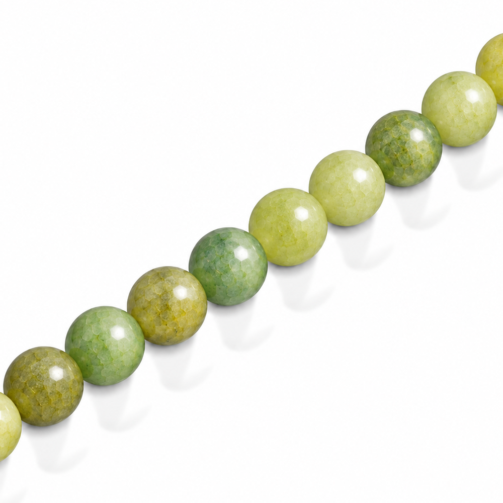 6mm Round Glass Crackle Beads Olive - Approx. 70pcs