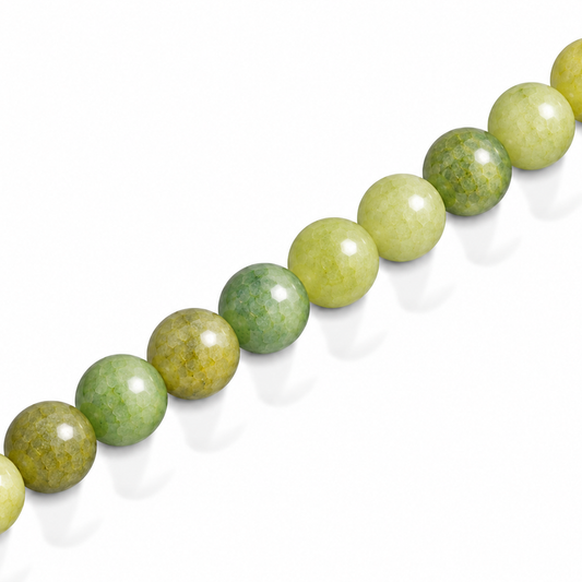 6mm Round Glass Crackle Beads Olive - Approx. 70pcs