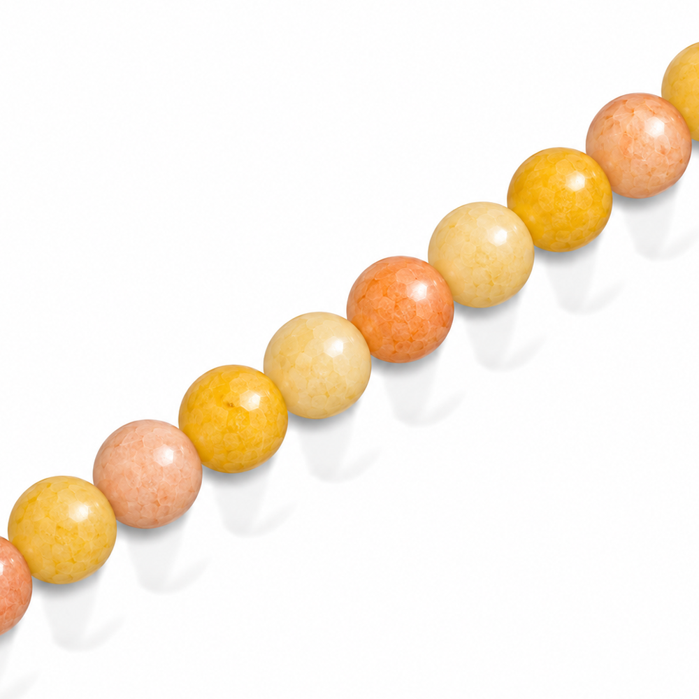 6mm Round Glass Crackle Beads Orange - Approx. 70pcs