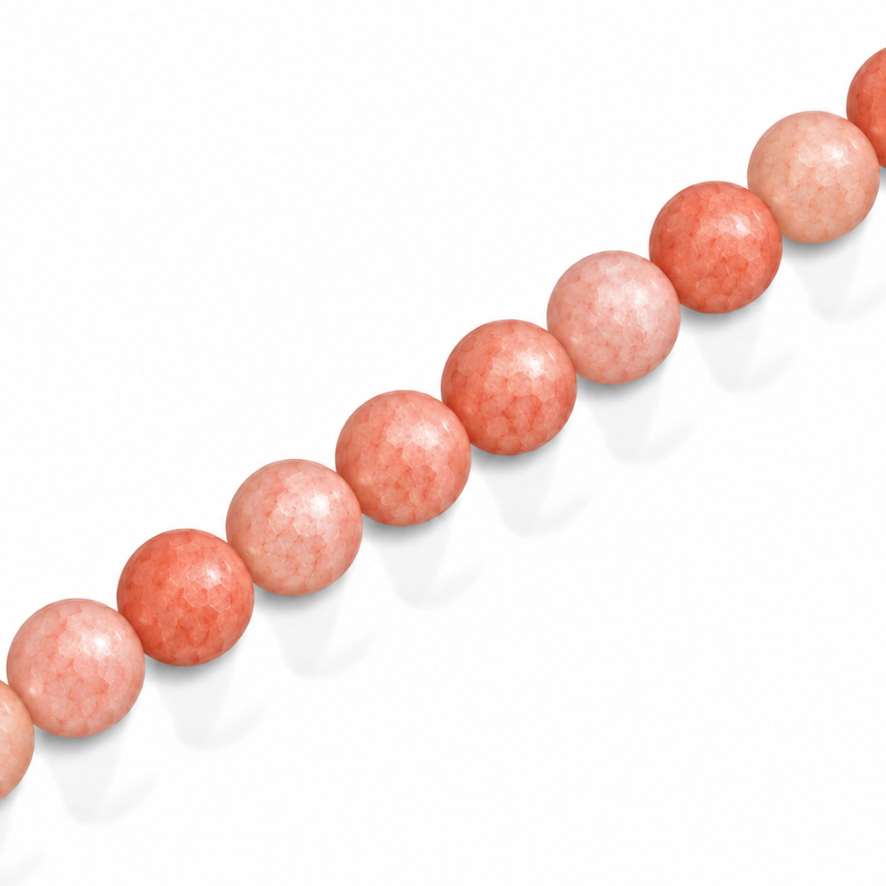 6mm Round Glass Crackle Beads Peach - Approx. 70pcs