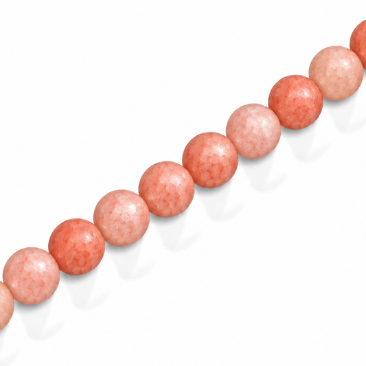 6mm Round Glass Crackle Beads Peach - Approx. 70pcs