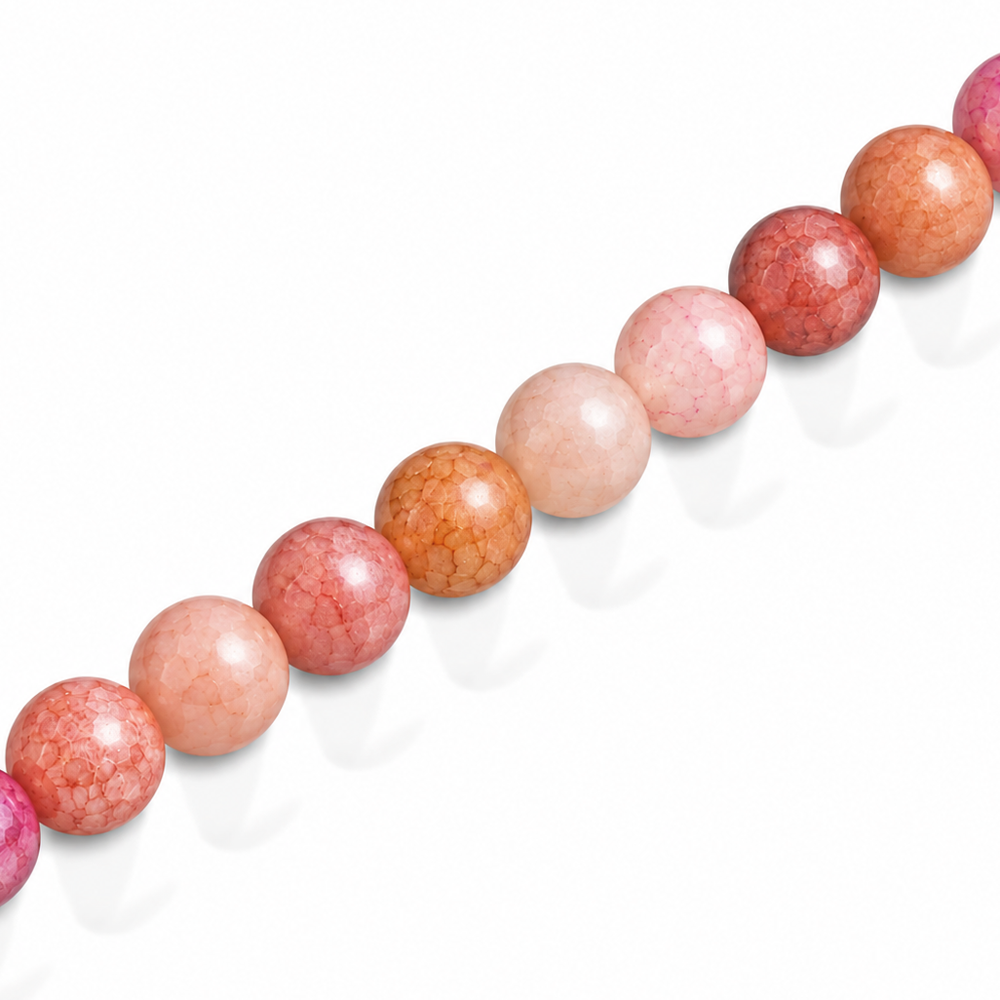 6mm Round Glass Crackle Beads Rosewood - Approx. 70pcs