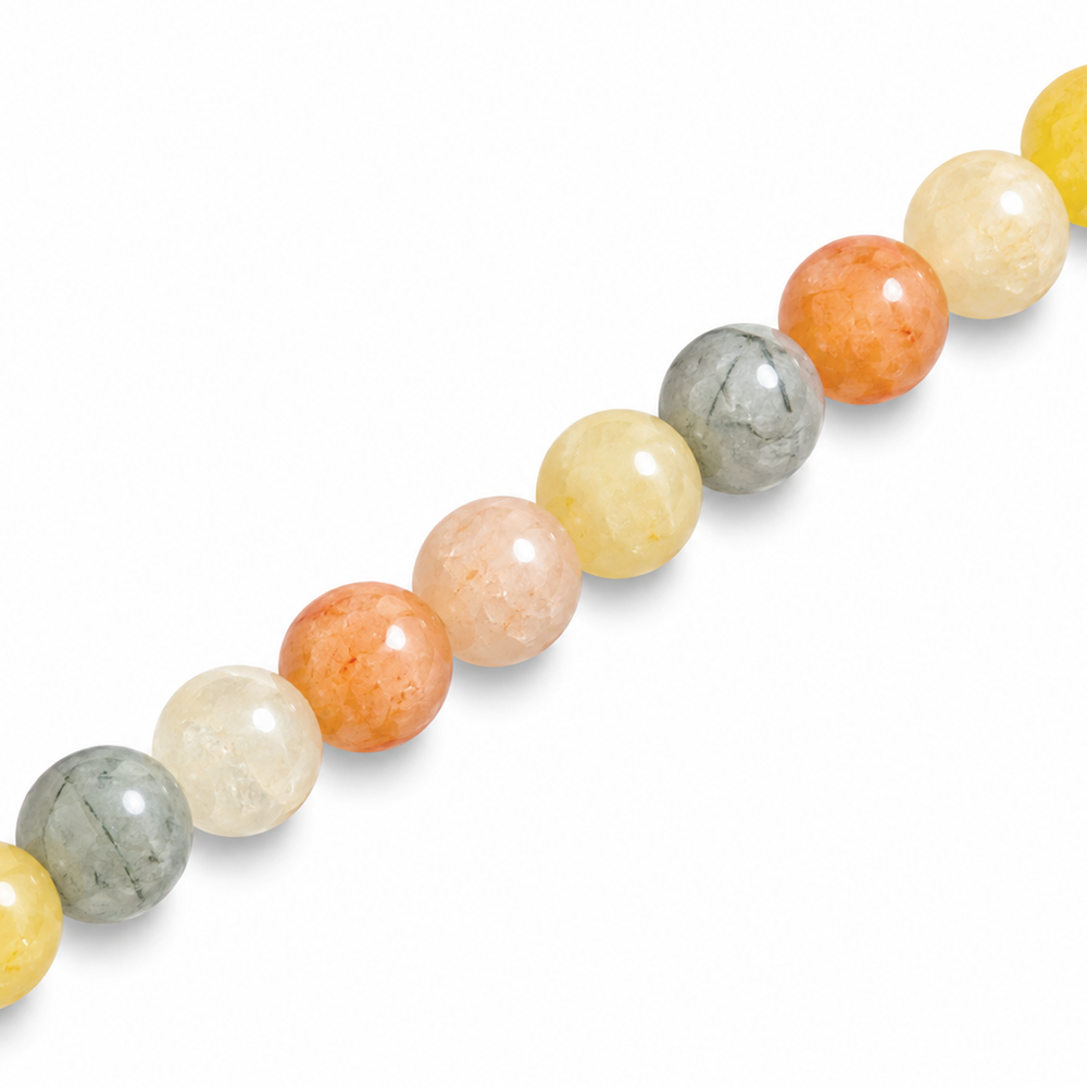 6mm Round Glass Crackle Beads Sandstone - Approx. 70pcs