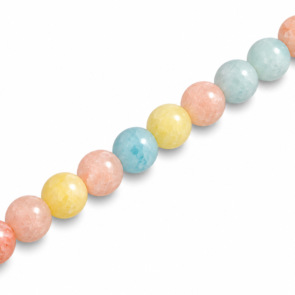 6mm Round Glass Crackle Beads Strawberry Sherbet - Approx. 70pcs