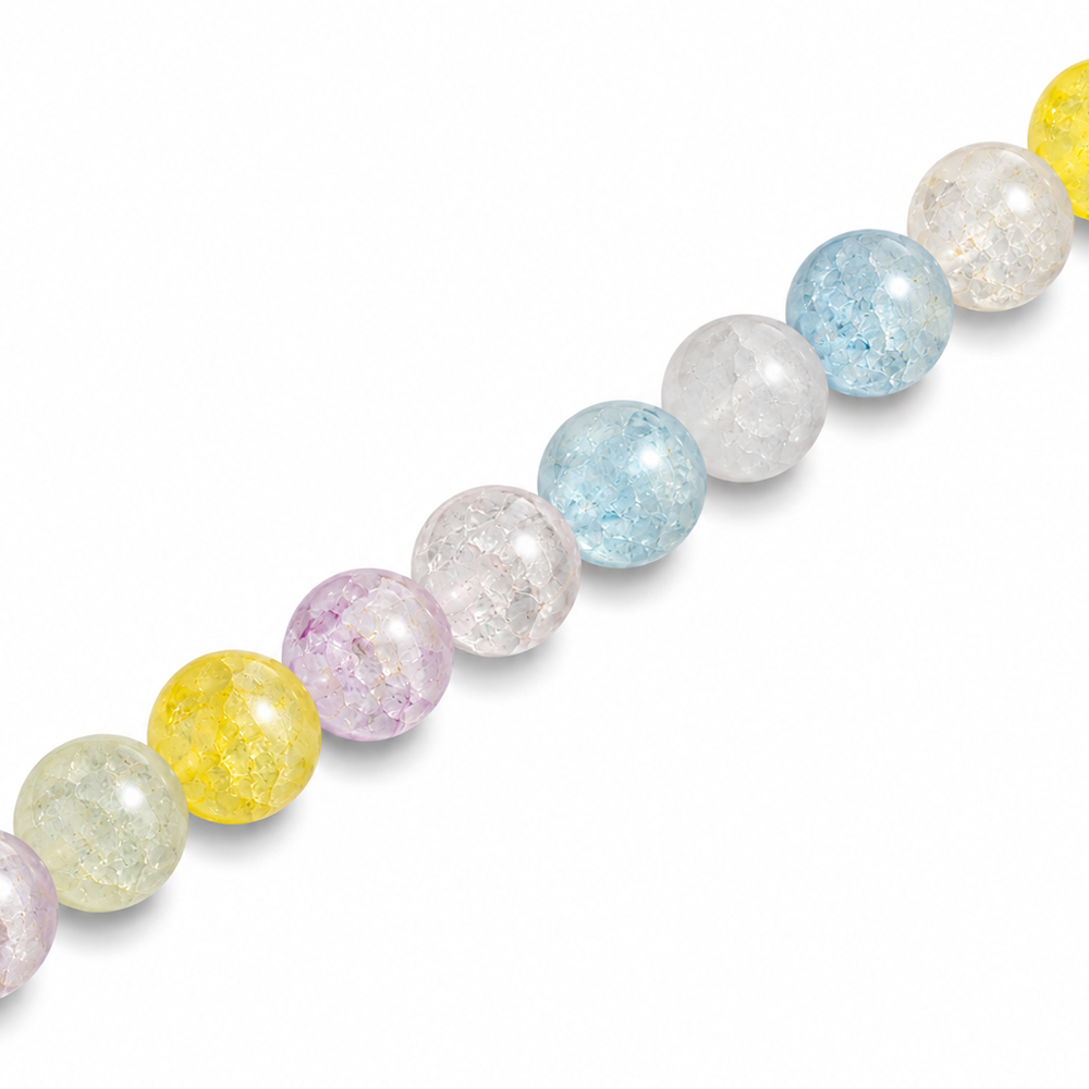 6mm Round Glass Crackle Beads Transparent Sherbet - Approx. 70pcs